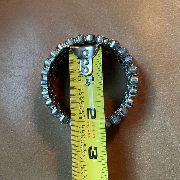 Spiral rhinestone triple band bracelet iridescent rainbow glam layering stack - Picture 6 of 7